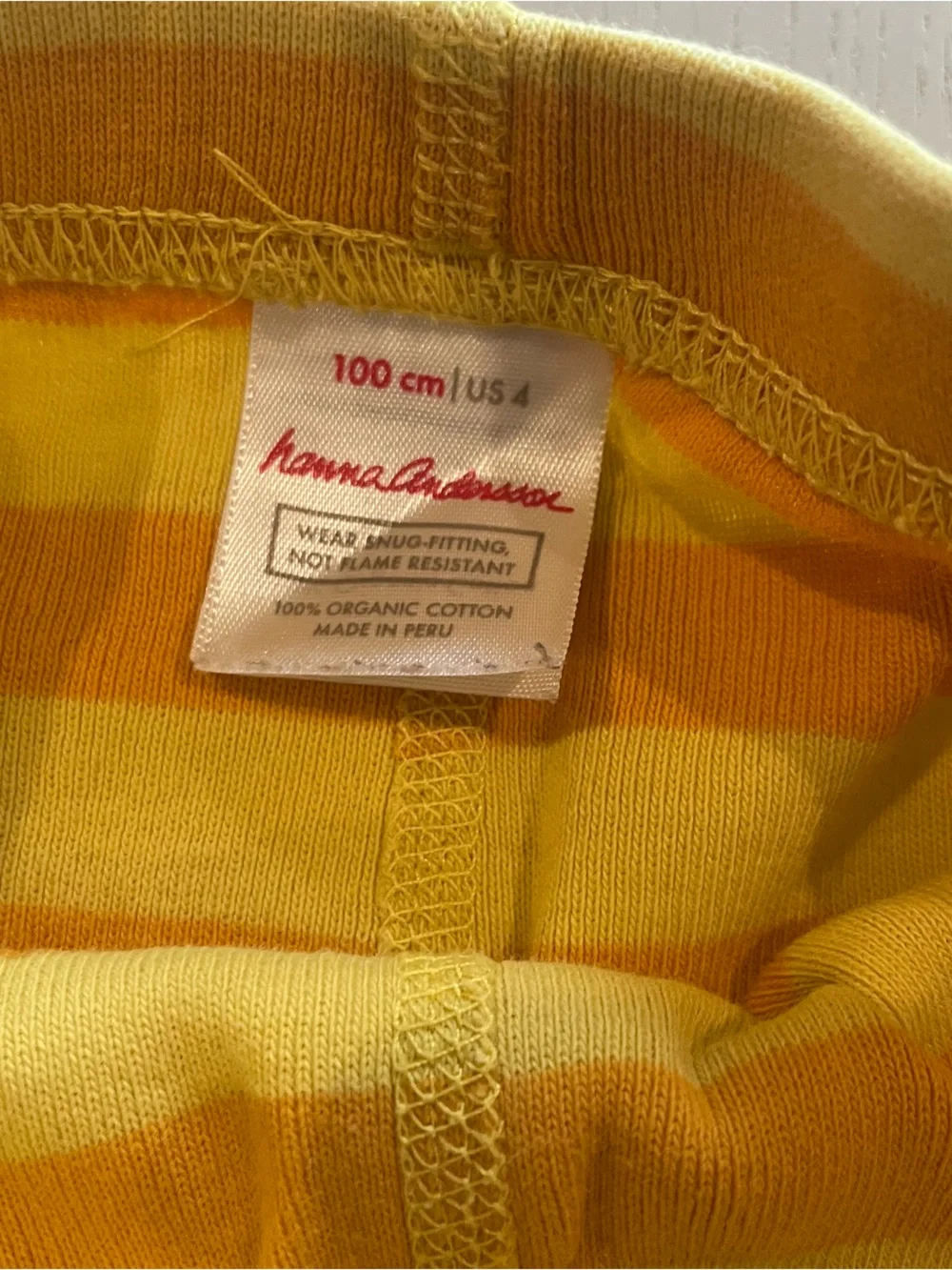 Hanna Andersson Striped Long John Pajama Set Swedish Yellow/Golden Hour - 4 100
